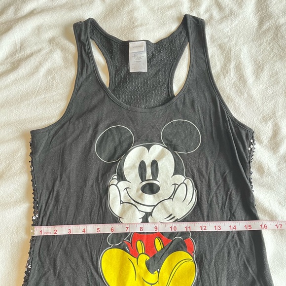 Disney Mickey Mouse Black Sequin Racerback Tank Top Sz XL Streetwear Gorpcore - Picture 8 of 14